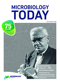 Microbiology Today cover featuring Sir Alexander Fleming