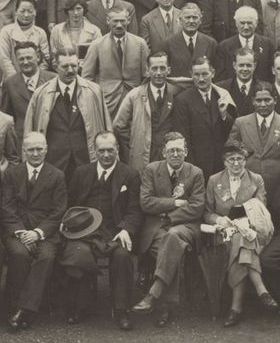 Founding members of the Society for General Microbiology, pictured in the front row at the Second International Congress of Microbiology in 1936