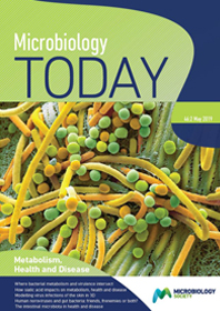 Cover of Microbiology Today, issue of May 2019