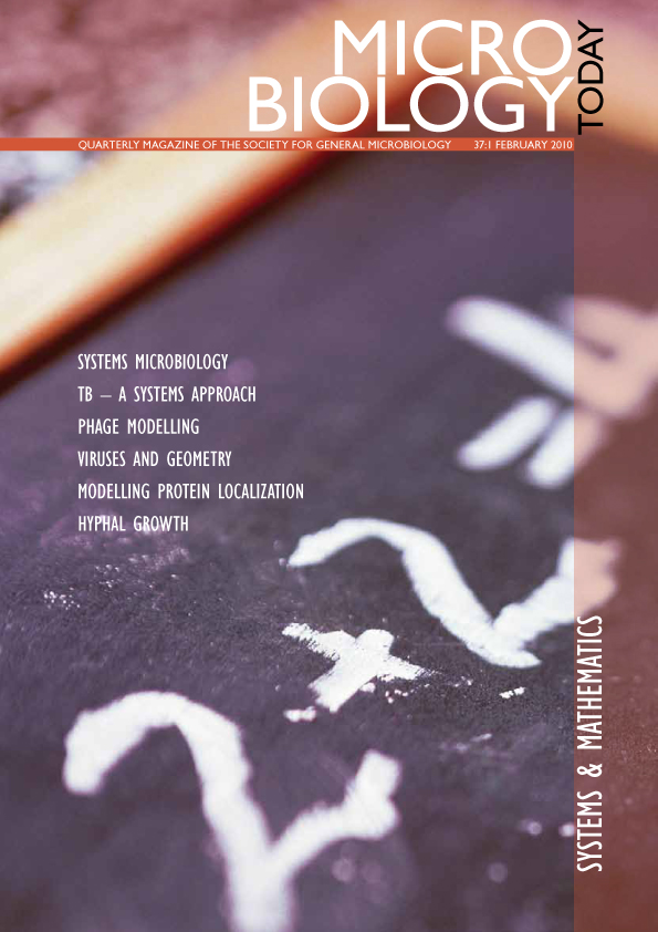 Microbiology Today front cover with a chalkboard background.