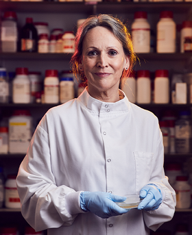 Photo of Wendy Barclay in a lab.