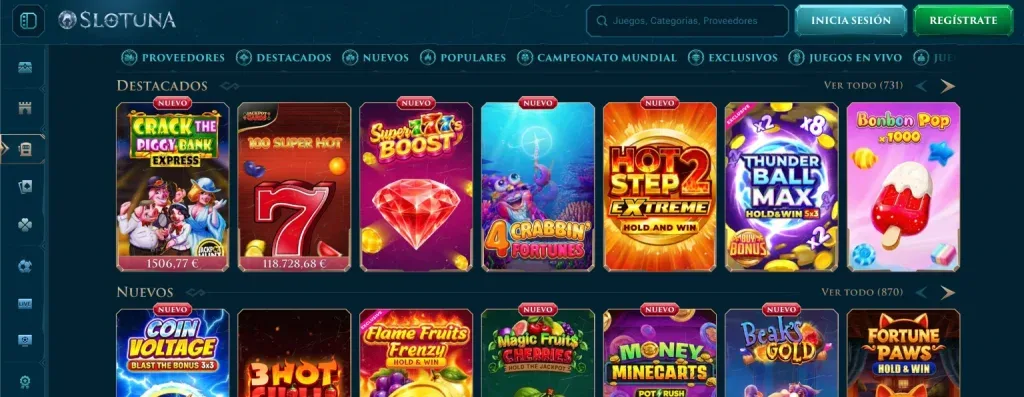 Lobby de Slotuna casino – Destacados, Nuevos y Exclusivos